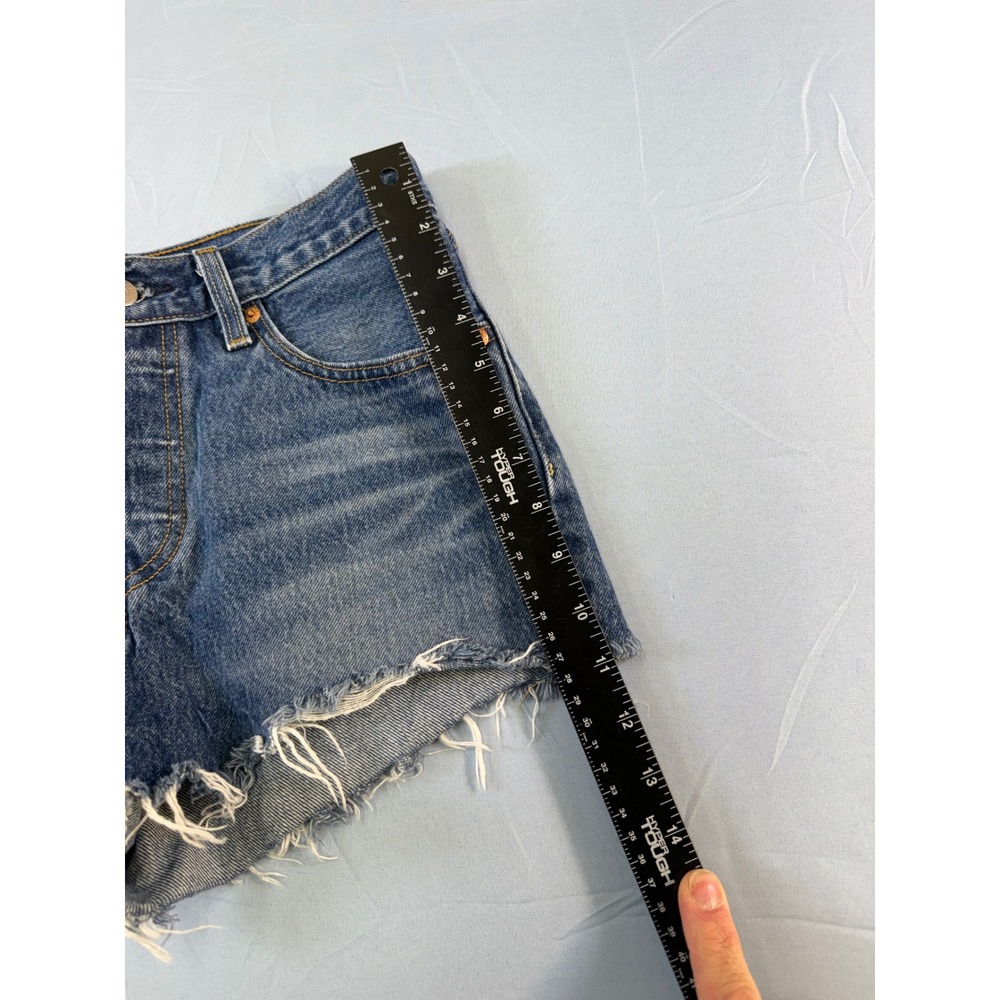 Levis Premium 501 Original Cut Off Denim Shorts Blue High Waisted W27 32317-0105 - Picture 12 of 14